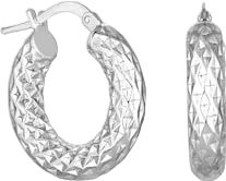 SIMPLY SILVER 925 Sterling Silver Chunky Diamond Cut Hoop Earrings