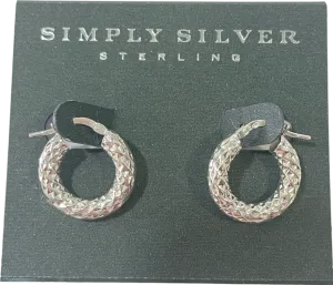 SIMPLY SILVER 925 Sterling Silver Chunky Diamond Cut Hoop Earrings