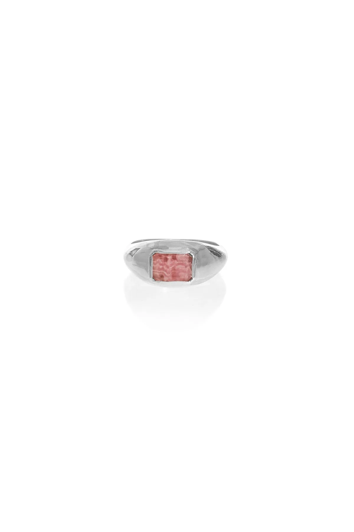 Small Ring in 18K White Gold & Pink Marble Stone