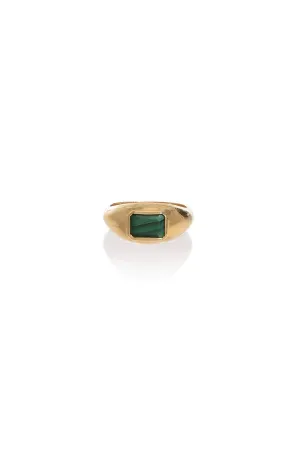 Small Ring in 18K Yellow Gold & Malachite Stone