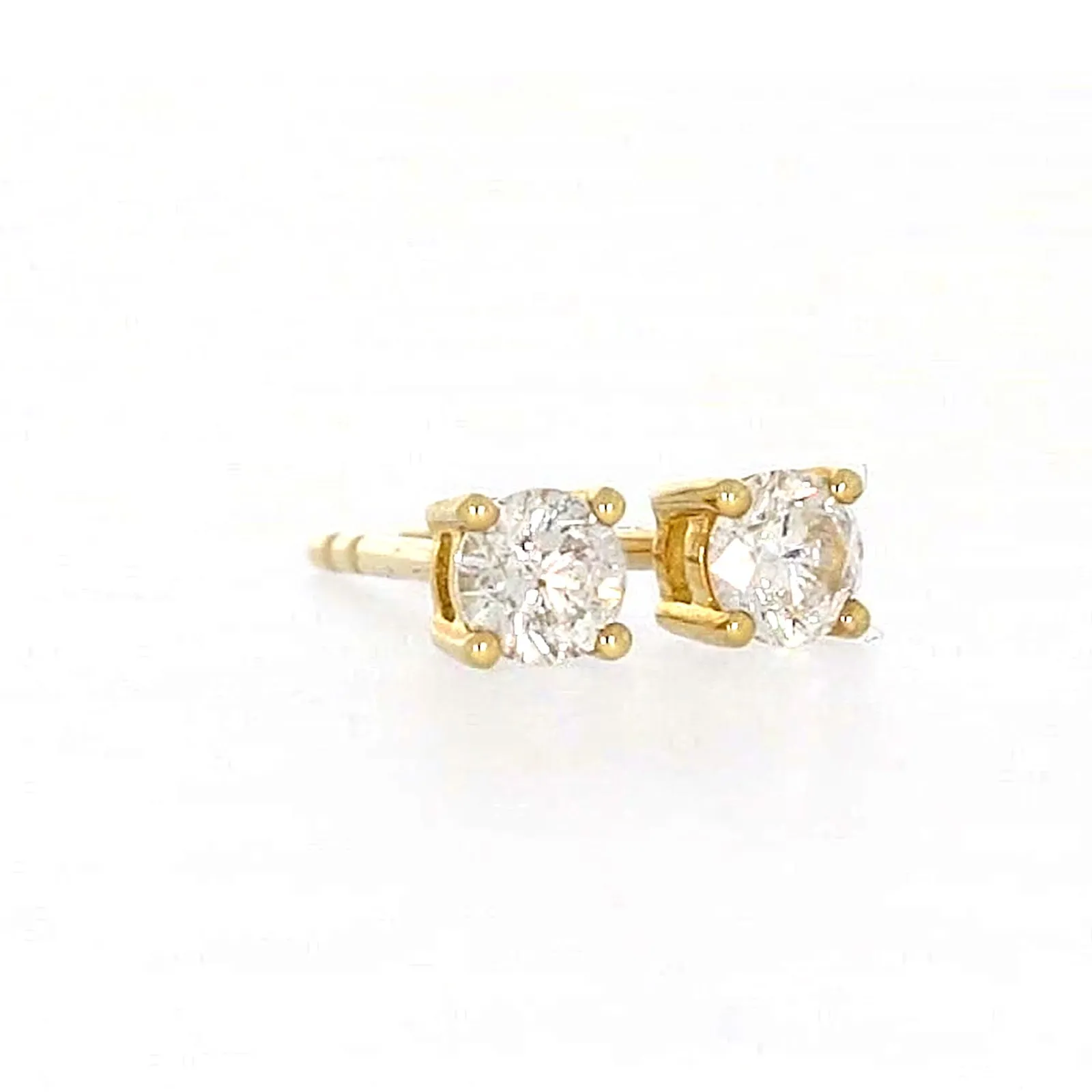 Solitaire 9ct Yellow Gold Round Brilliant Cut with 1/4 CARAT tw of Diamonds Stud Earrings