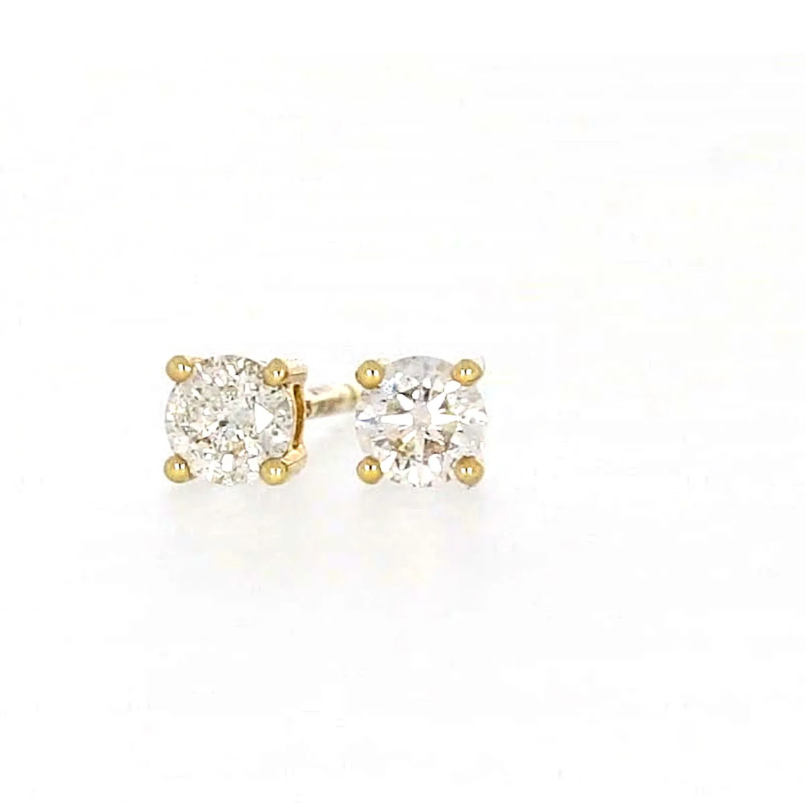 Solitaire 9ct Yellow Gold Round Brilliant Cut with 1/4 CARAT tw of Diamonds Stud Earrings