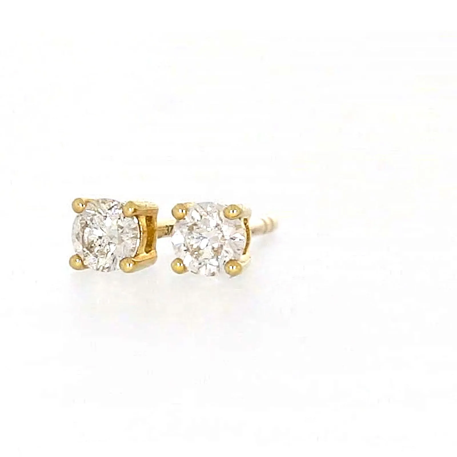 Solitaire 9ct Yellow Gold Round Brilliant Cut with 1/4 CARAT tw of Diamonds Stud Earrings