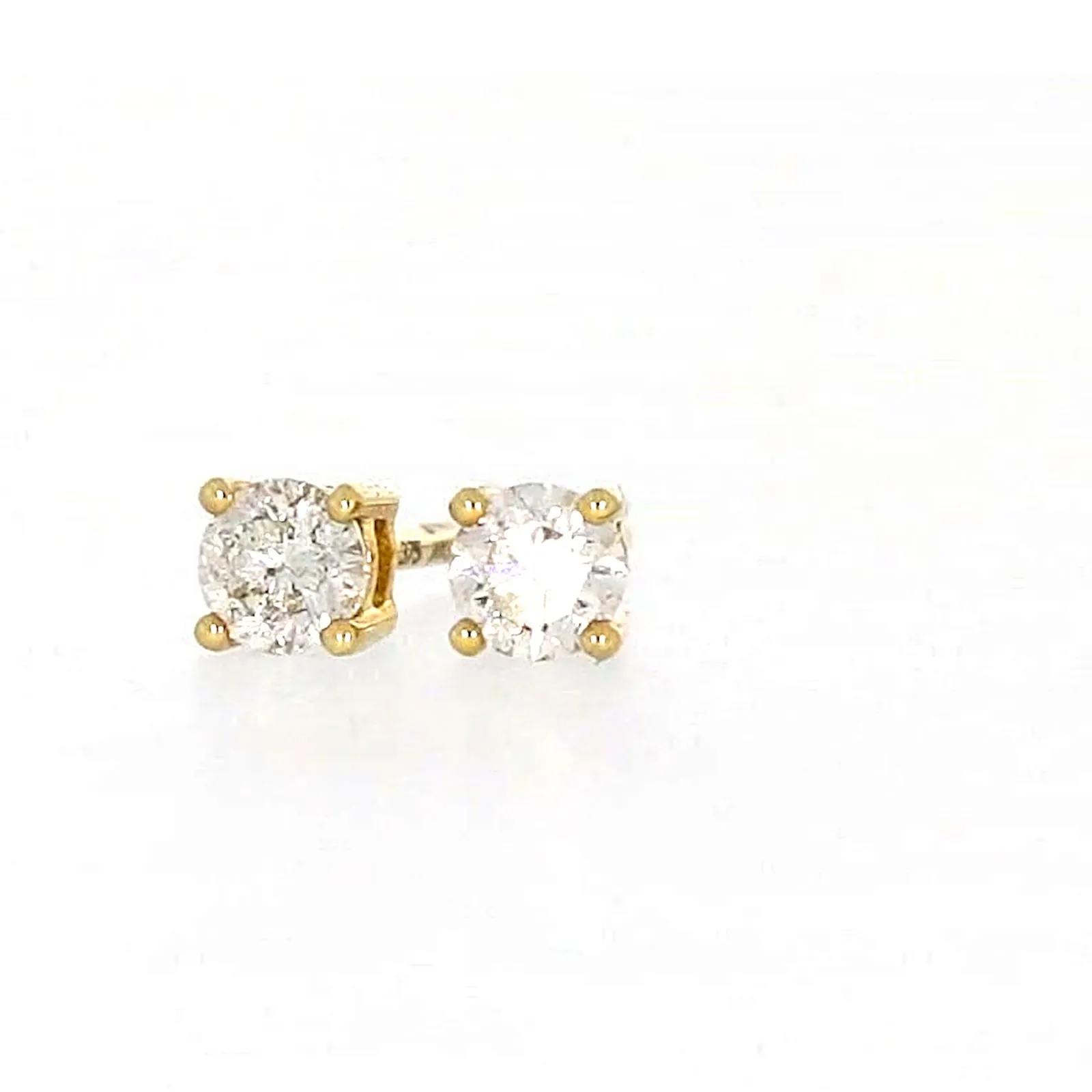 Solitaire 9ct Yellow Gold Round Brilliant Cut with 1/4 CARAT tw of Diamonds Stud Earrings