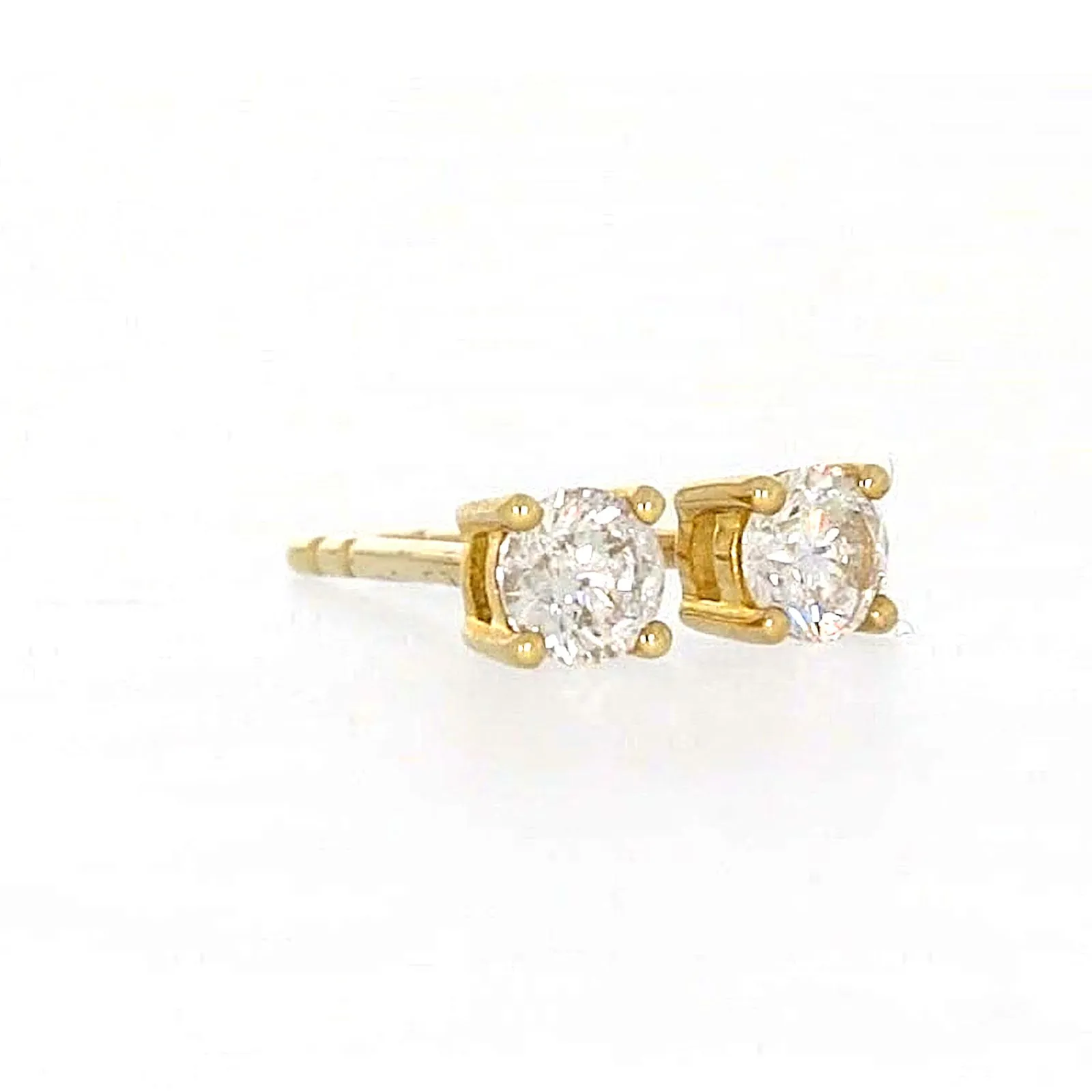 Solitaire 9ct Yellow Gold Round Brilliant Cut with 1/4 CARAT tw of Diamonds Stud Earrings