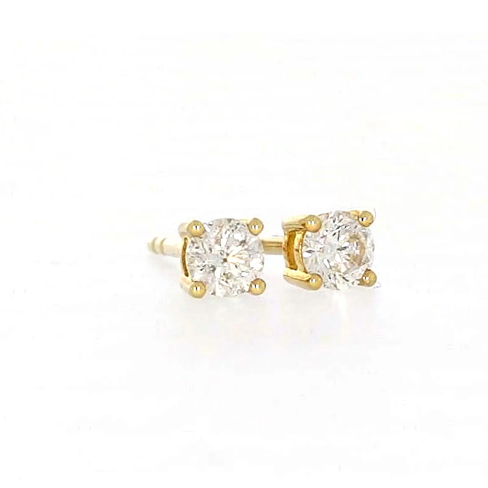 Solitaire 9ct Yellow Gold Round Brilliant Cut with 1/4 CARAT tw of Diamonds Stud Earrings