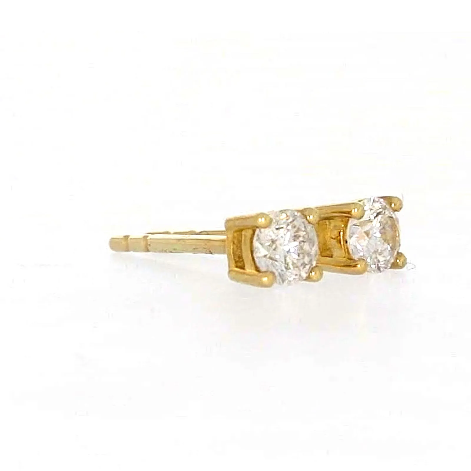 Solitaire 9ct Yellow Gold Round Brilliant Cut with 1/4 CARAT tw of Diamonds Stud Earrings