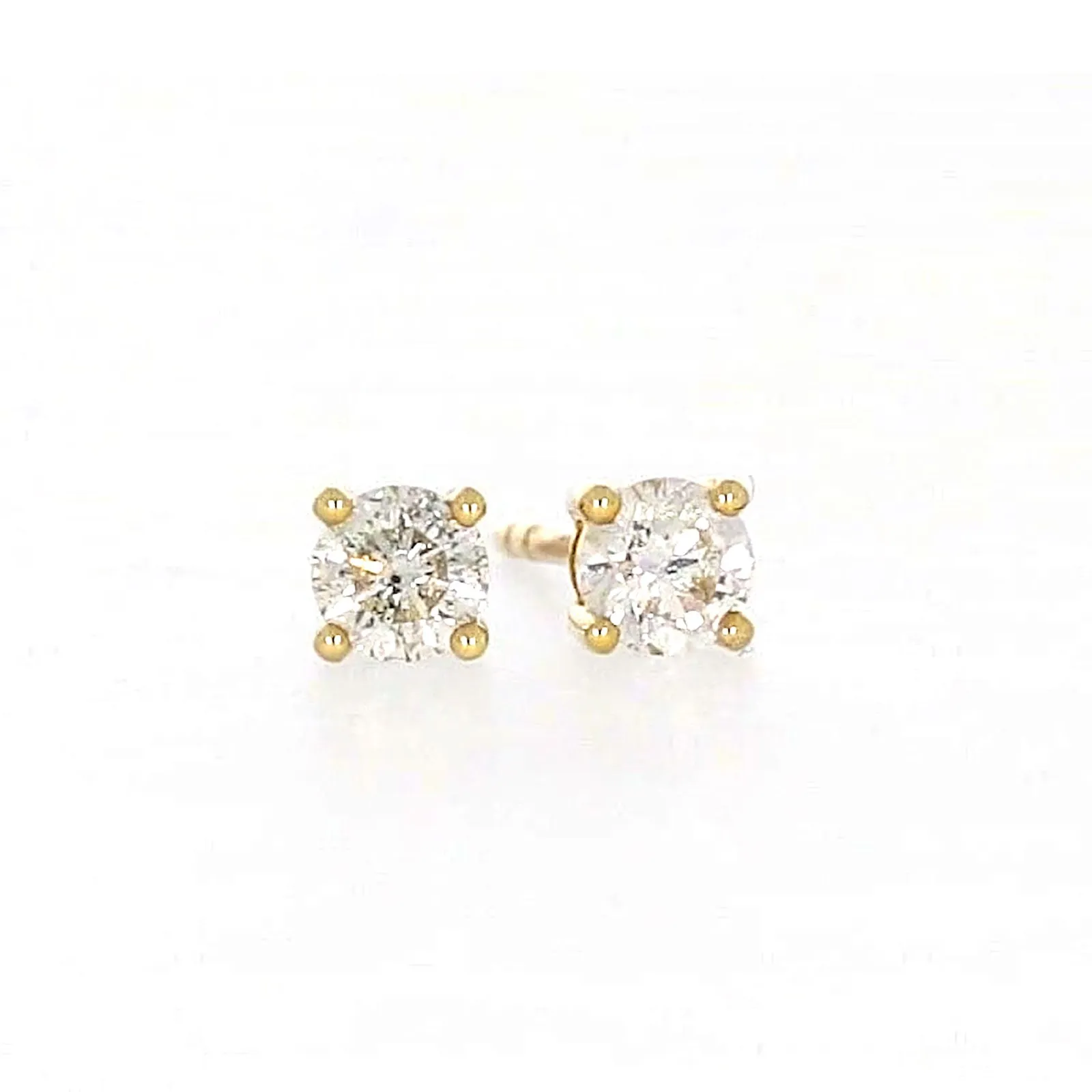 Solitaire 9ct Yellow Gold Round Brilliant Cut with 1/4 CARAT tw of Diamonds Stud Earrings