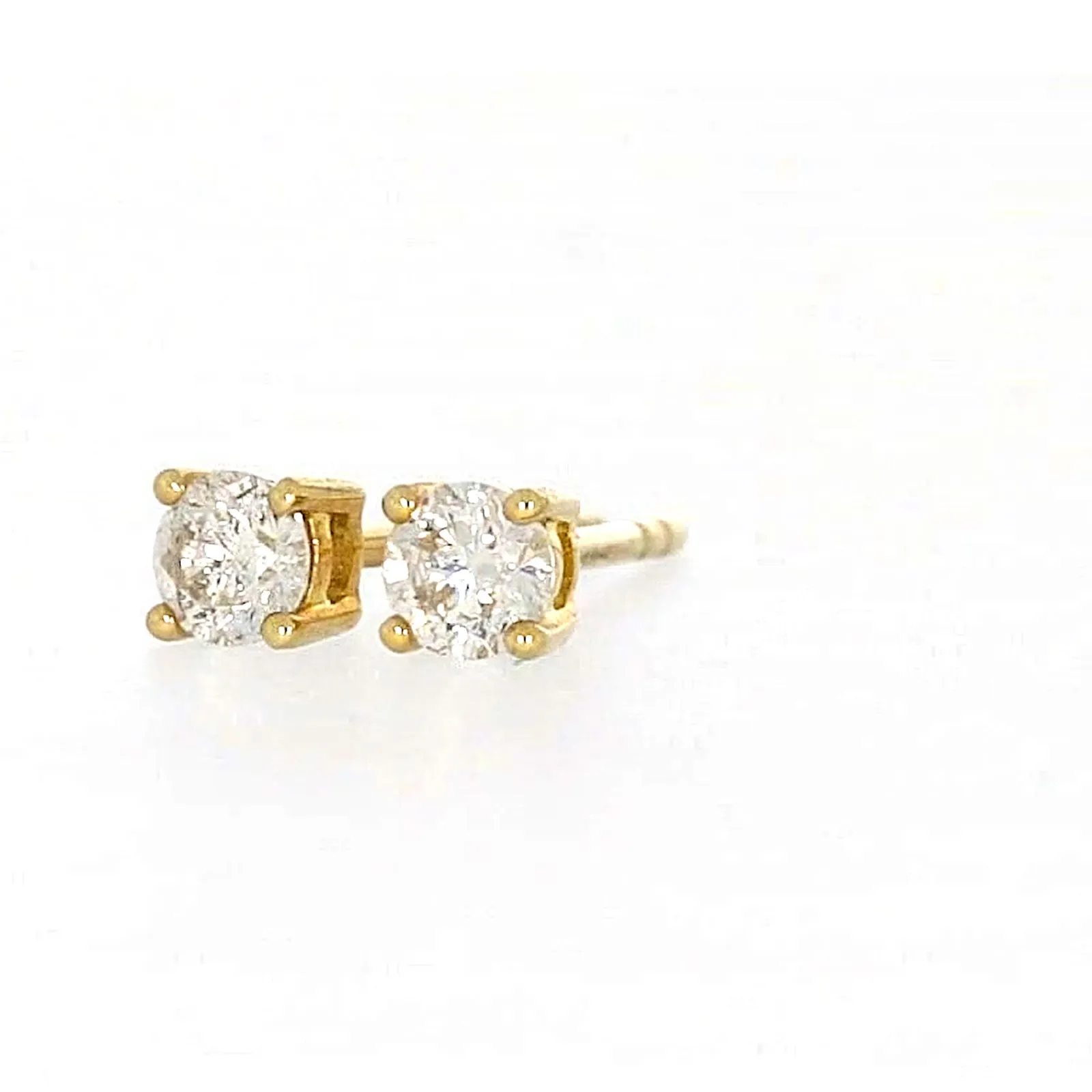 Solitaire 9ct Yellow Gold Round Brilliant Cut with 1/4 CARAT tw of Diamonds Stud Earrings