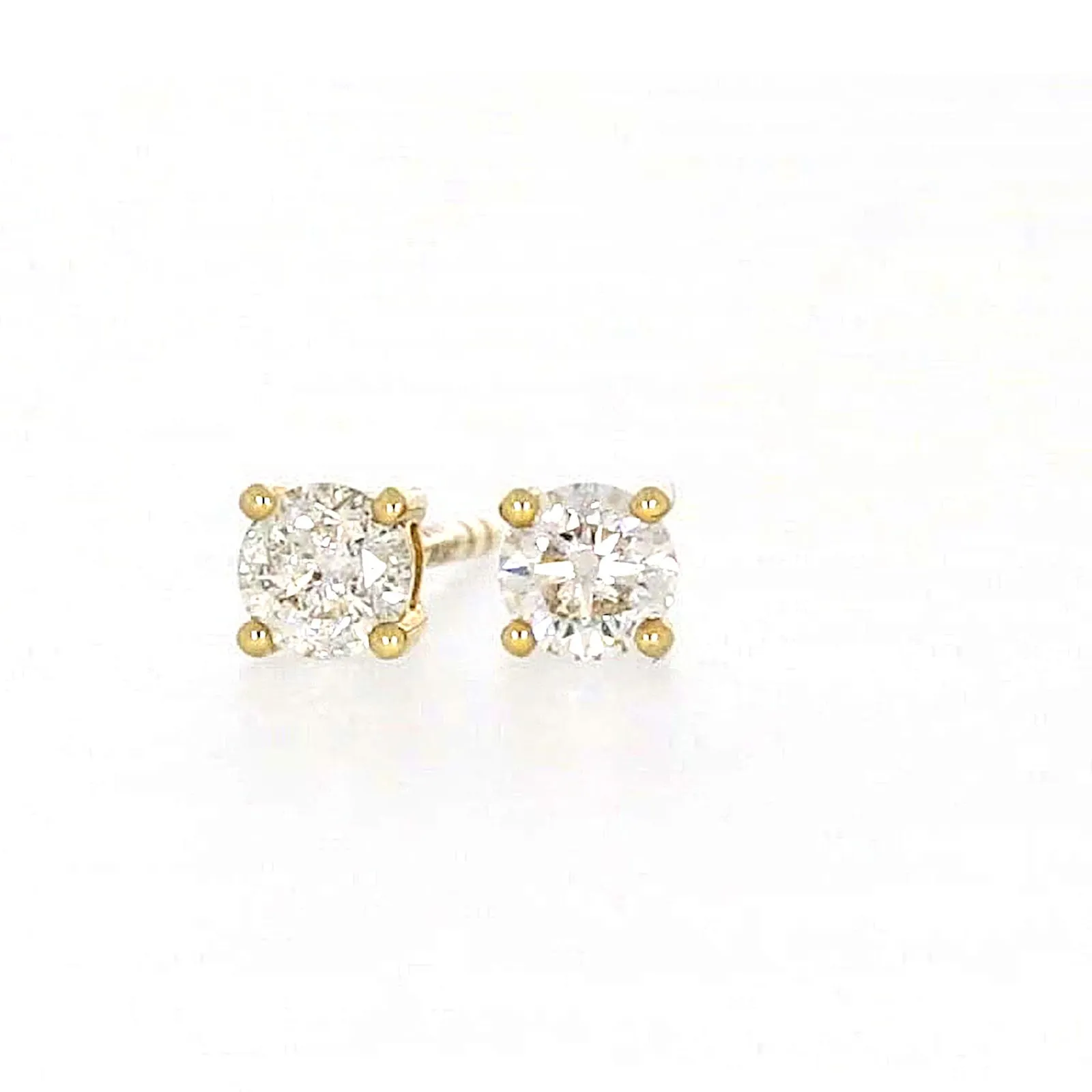 Solitaire 9ct Yellow Gold Round Brilliant Cut with 1/4 CARAT tw of Diamonds Stud Earrings