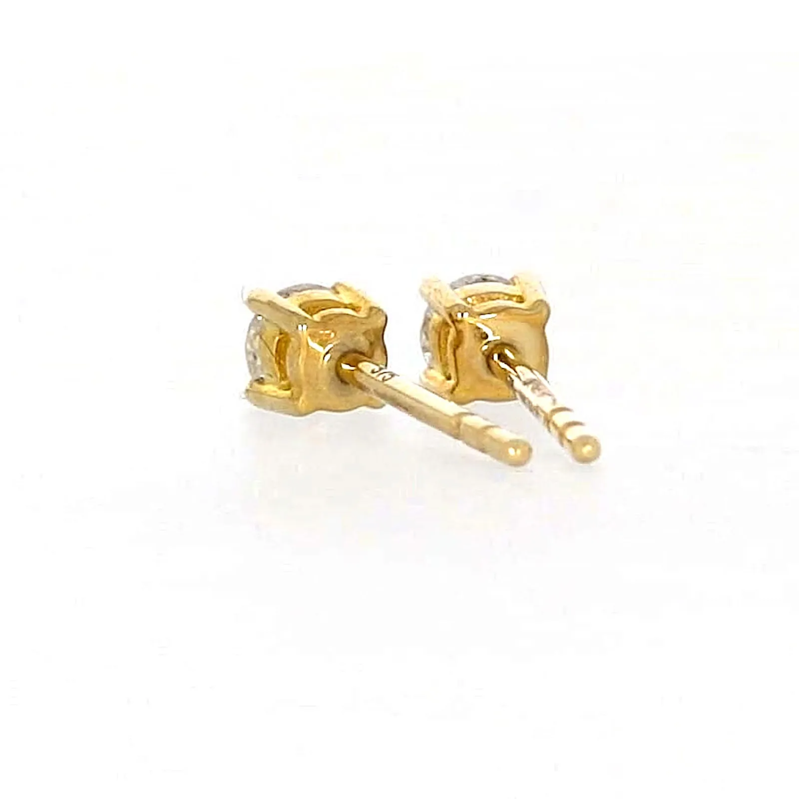 Solitaire 9ct Yellow Gold Round Brilliant Cut with 1/4 CARAT tw of Diamonds Stud Earrings