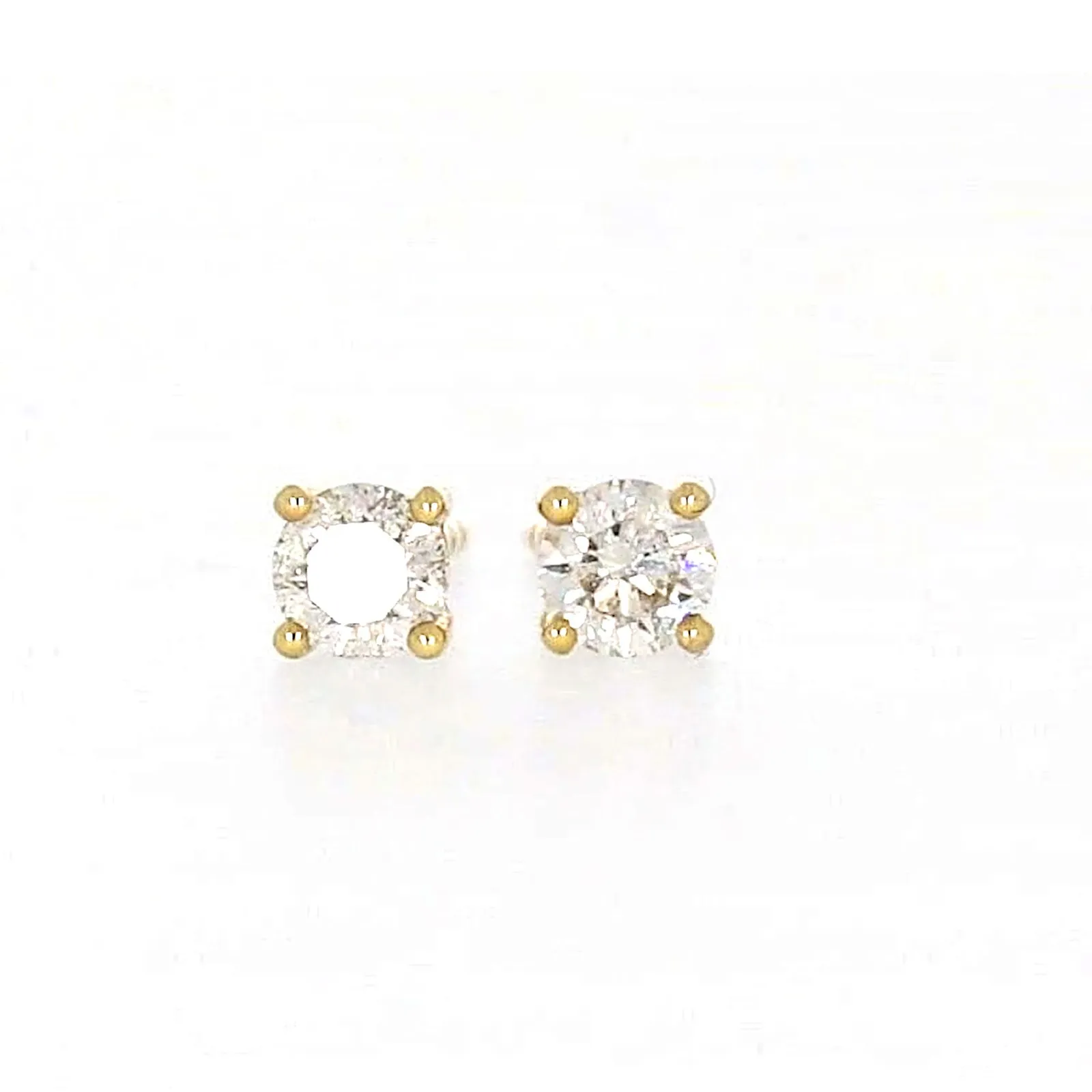 Solitaire 9ct Yellow Gold Round Brilliant Cut with 1/4 CARAT tw of Diamonds Stud Earrings