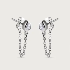 Solitaire Moissanite Chain Stud Earrings