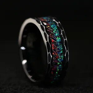 Stainless Steel Ring for Men | Opal Wedding Band for Men | 8mm