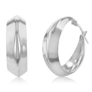 Sterling Silver Knife Edge 25mm Hoop Earrings