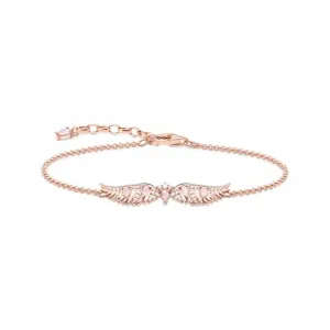 Sterling Silver Rose Gold Plated Pink Stones Phoenix Wing Bracelet A2069-323-9-L19V