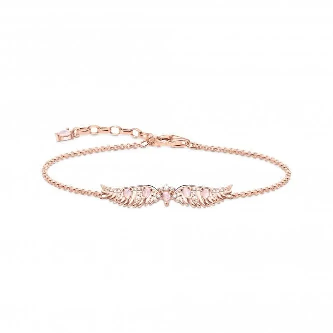 Sterling Silver Rose Gold Plated Pink Stones Phoenix Wing Bracelet A2069-323-9-L19V