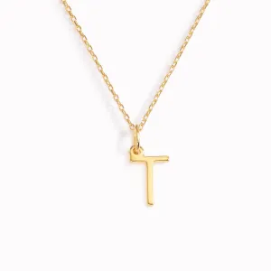 T Necklace / Gold Initial Necklace