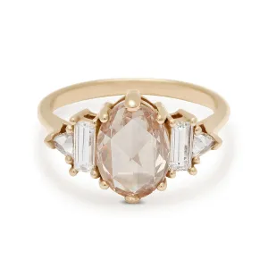 Theda Ring - Yellow Gold & Rose Cut Oval Champagne Diamond (1.85ct)