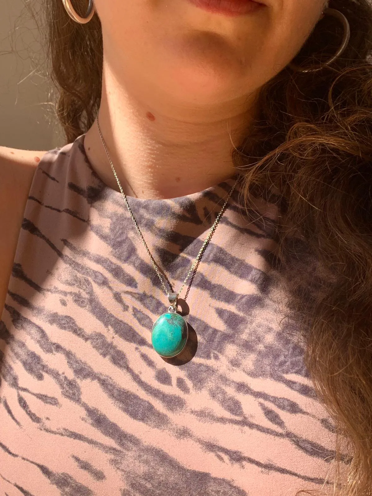 Tibetan Turquoise Akoni Pendant - Round