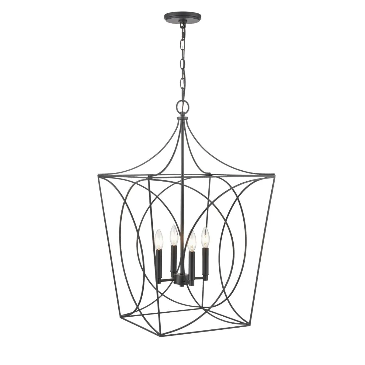 Tracy 18 in. 4 Lights Pendant Light Black Finish