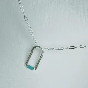 Vurchoo Contemporary Blue Enamel Sterling Arch Necklace