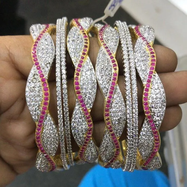 White American Diamond Bangles