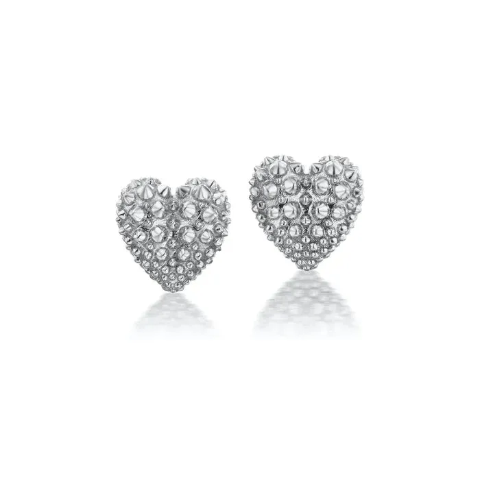 White Gold Pierce Your Heart Studs