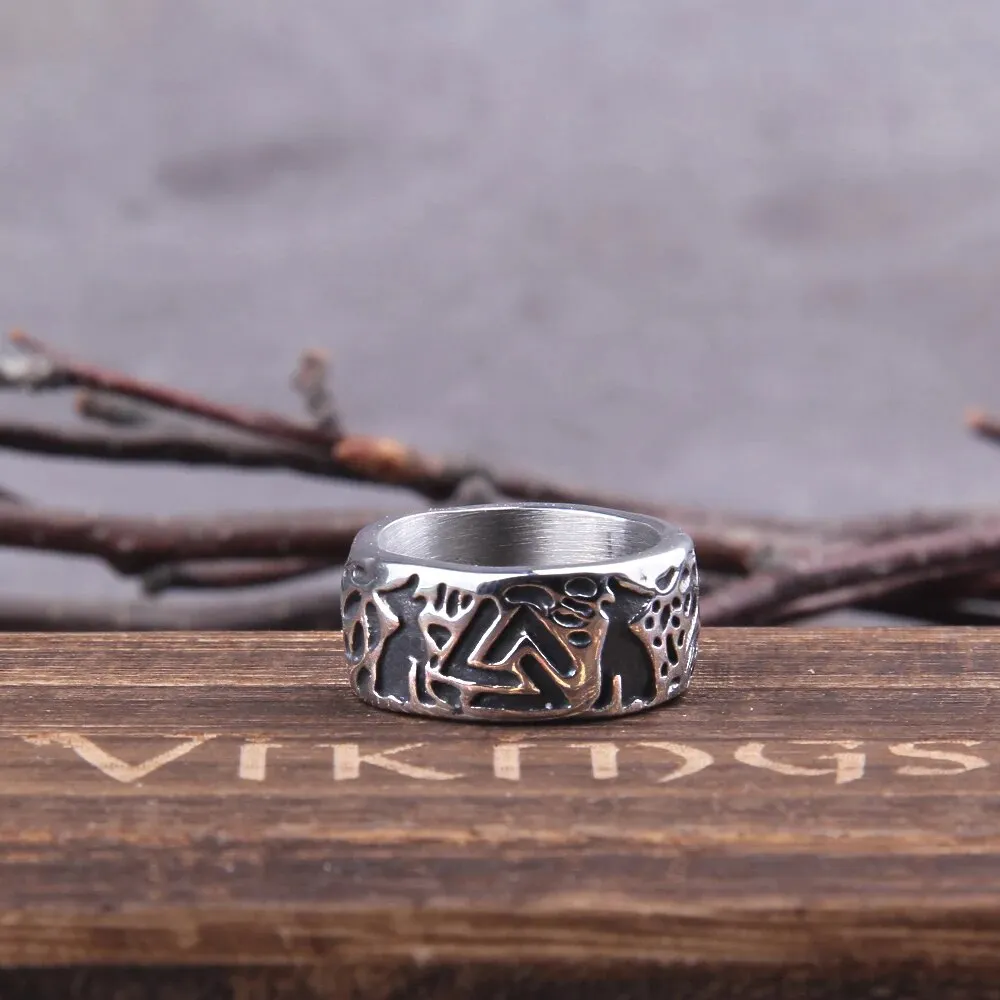 Wolves of Odin Valknut Viking Ring