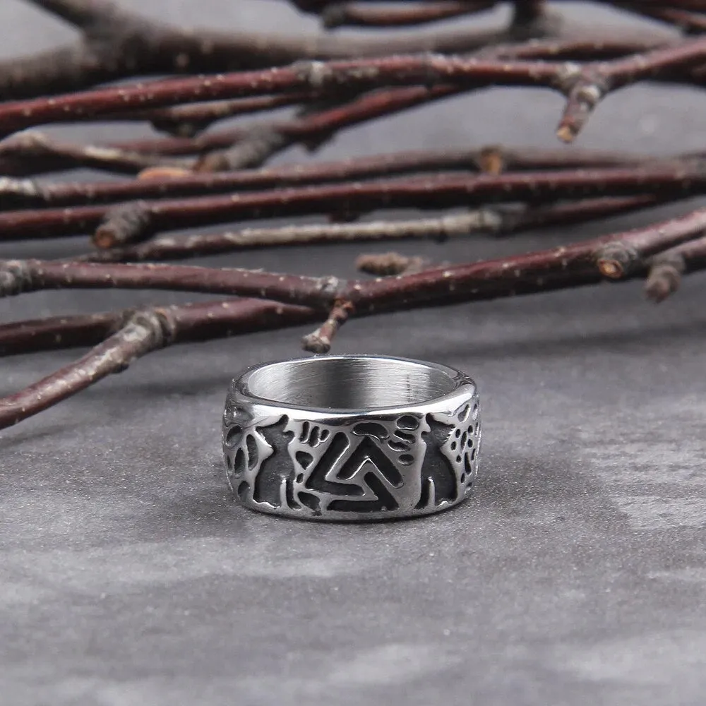 Wolves of Odin Valknut Viking Ring