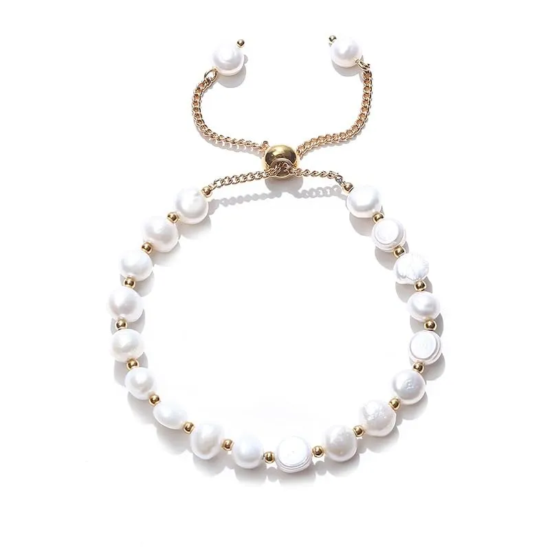 Womens White Freshwater Pearl Bracelet | Handmade 4-5mm Real Pearl Beaded Bracelet for Ladies and Girls