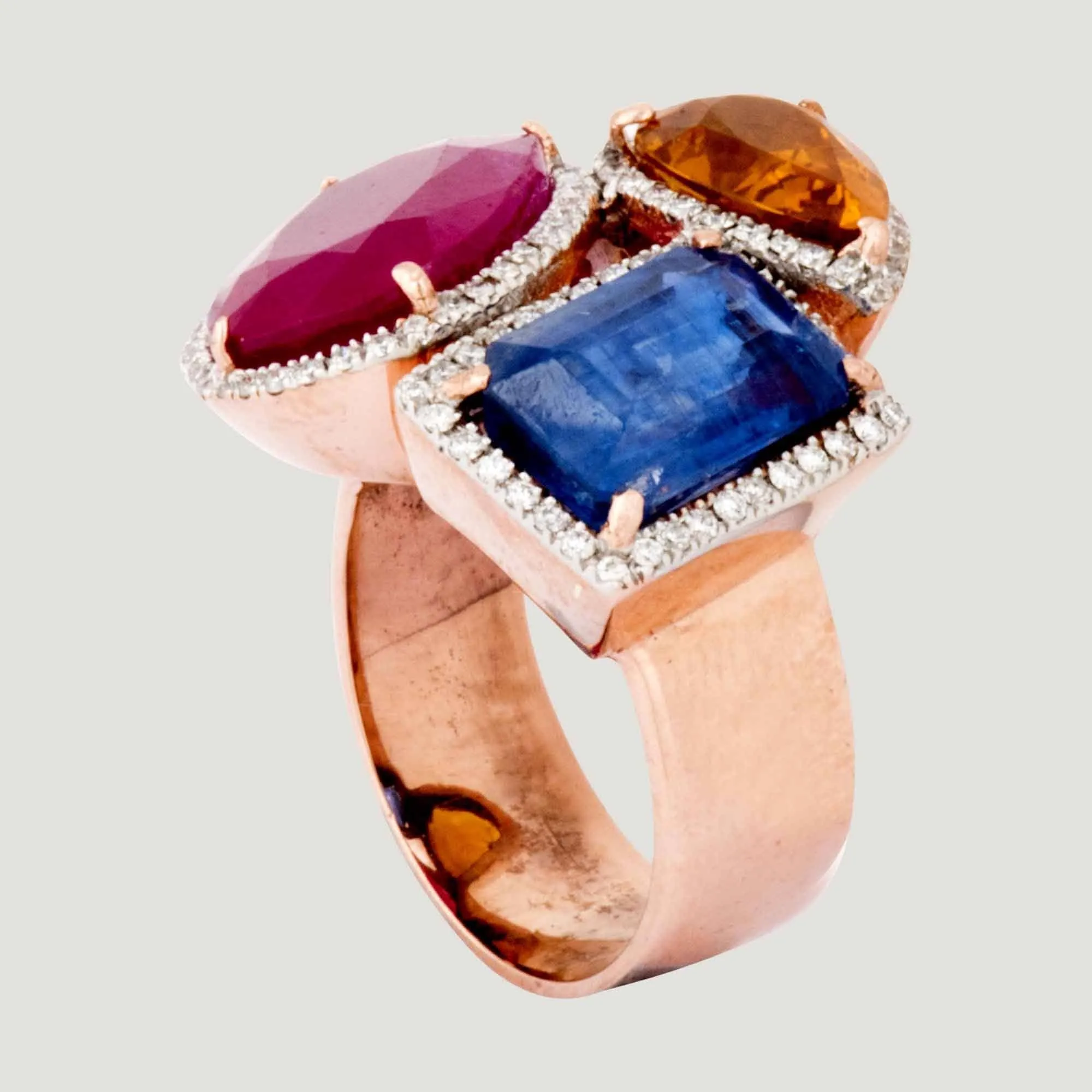 Yellow Diamond & Sapphire Ring